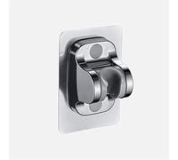 HOTMNTY Shower Bracket, Silver ABS Plastic Wall Mount Shower Head Holder, Adhesive, No Drilling, Angle Adjustable