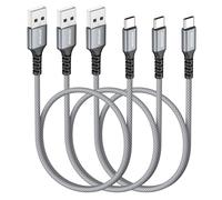 HOTNOW Short USB A to USB C Cable 0.5m 3 Pieces, 50cm USB C charger cable for iPhone 17 16 15, Galaxy S25 S24 S9 S8, Power Bank and Other Type c Devices