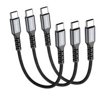HOTNOW Short USB C to C Cable 0.15m 3Pack, 15cm USB-C 65W Fast Charging Cords for iPhone 16 15,Galaxy S25 S24 S20 S9, Air 2020, iPad Pro, Power Bank and More