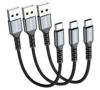HOTNOW Short USB to USB C Cable 15cm 3 Pack, USB C Charger Cable 3A Fast Charging Nylon Braided Compatible with iPhone 17 16, Galaxy S25 S24 S23, Note 10, Huawei P40 P30, Google Pixel, Power Bank