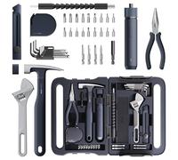 HOTO 40-Piece Tool Kit, Household Essentials Tool Set w/Smart Electric Screwdriver (LED, 3 Torque) + 14 Tools & 26 Accessories | Pro-Grade Compact Organizer for Home Repairs, DIY