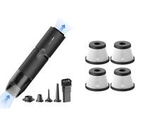 HOTO Handheld Vacuum Cleaner Cordless with 4 PCS Filter Replacement, Desk Vacuum Cleaner Compressed Electric Air Duster 15000Pa Suction, 4-in-1 Portable Vortex Vacuum Dust Buster Air Blower