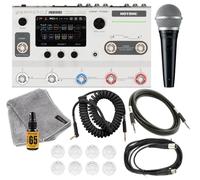 Hotone Ampero II Stage Multi-Effects Pedal Processor Guitar Amp Modeler Cab Simulation Dual Effect Chains w/FX Loop MIDI I/O Stereo OTG USB Audio Interface Tonebird Shure Mic MXR Cable Bundle MP-380