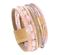 hotoo Heart Charm Leather Stackable Bracelets for Women Trendy Love Cuff Wrap Bracelet Christma Jewelry Birthday Anniversary, Wrap Bracelets for Women, Leather, no gemstone