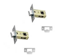 Hotooldo 2 Pcs 30mm Stainless Steel Door Latch,Flat Tubular Mortice Latch,Mute Door Sprung Latch,with Stainless Steel Panel ( Flat 30mm)