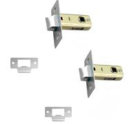 Hotooldo 2 Pcs 35mm Stainless Steel Door Latch,Flat Tubular Mortice Latch,Mute Door Sprung Latch,with Stainless Steel Panel