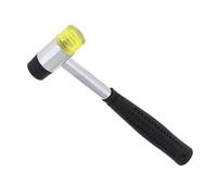 Hotooldo 35mm Rubber Mallet Hammer Double-Sided Soft Mallet, Nylon Hammer with Round Head and Non-Slip Handle DIY Hand Tool for Jewelry Craft Leather Craft Projects,Black-Silver 1pcs