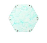 Hotooldo Double Sided PU Leather Hexagonal Dice Tray, Folding Hexagon Storage Case for Dice Gaming D&D and Other Table Games,1pcs Stone Texture Light Green