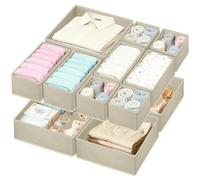 HOTOOLME 12Pack Drawer Organisers, Dresser Underwear Storage Bins,Khaki