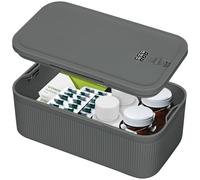 HOTOOLME Lockable Storage Box,Medicine Lockbox,Organizer Box with Combination Lock,Small Lockbox Travel Case,Containers Bin for Fridge,Office,Home,School (Navy)