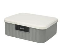 HOTOOLME Lockable Storage Container Bin,Organizer Box with Combination Lock,Medicine Lock Box,Lockable Storage Box for Kitchen Home School and Office (Grey, M)