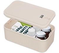 HOTOOLME Small Lockable Storage Box,Medicine Organizer（Cream）