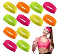 Hotop 12 Pack Sport Headbands for Women Elastic Soft Fabric Hair Bands Sweatbands for Yoga Gym Running Workouts Washing Face Daily Use(Multicolor)