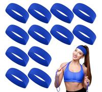 Hotop 12 Pack Sport Headbands for Women Elastic Soft Fabric Hair Bands Sweatbands for Yoga Gym Running Workouts Washing Face Daily Use(Royal Blue)