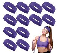 Hotop 12 Pack Sport Headbands for Women Elastic Soft Fabric Hair Bands Sweatbands for Yoga Gym Running Workouts Washing Face Daily Use(Purple)