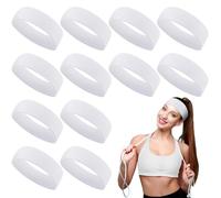 Hotop 12 Pack Sport Headbands for Women Elastic Soft Fabric Hair Bands Sweatbands for Yoga Gym Running Workouts Washing Face Daily Use (White)