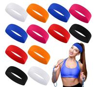 Hotop 12 Pack Sport Headbands for Women Elastic Soft Fabric Hair Bands Sweatbands for Yoga Gym Running Workouts Washing Face Daily Use(Rainbow Colors)