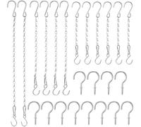 Hotop 12 Set Ceiling Hooks with Hanging Chains for Bird Feeders, Planters, Lanterns, Billboards,Birdbaths, Grow Lights, Chalkboards, Wind Chime and and Other Ornaments, Chain Hook DIY (Silver)
