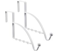 Hotop 2 Pcs Over The Door Hooks Over Door Hanger Sturdy Valet Hooks Mounted Hanging Storage Organizer Rack for Clothes Coats Towels Hats Scarves Purses(White)