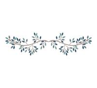 Hotop 2 Pieces Metal Tree Leaf Wall Decor Vine Olive Branch Leaf Wall Art Wrought Iron Scroll Sculptures Above the Bed, Living Room, Outdoor Decoration (Blue,Classic Style)