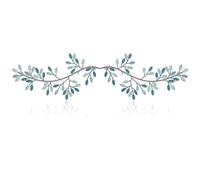 Hotop 2 Pieces Metal Tree Leaf Wall Decor Vine Olive Branch Leaf Wall Art Wrought Iron Scroll Sculptures Above the Bed, Living Room, Outdoor Decoration (Teal,Classic Style)