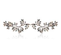 Hotop 2 Pieces Metal Tree Leaf Wall Decor Vine Olive Branch Leaf Wall Art Wrought Iron Scroll Sculptures Above the Bed, Living Room, Outdoor Decoration (Classic Color)