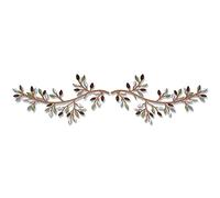 Hotop 2 Pieces Metal Tree Leaf Wall Decor Vine Olive Branch Leaf Wall Art Wrought Iron Scroll Sculptures Above the Bed, Living Room, Outdoor Decoration (Colorful,Classic Style)