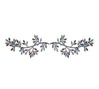 Hotop 2 Pieces Metal Tree Leaf Wall Decor Vine Olive Branch Leaf Wall Art Wrought Iron Scroll Sculptures Above the Bed, Living Room, Outdoor Decoration (Bright Color,Classic Style)