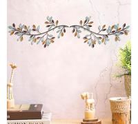 Hotop 2 Pieces Metal Tree Leaf Wall Decor Vine Olive Branch Leaf Wall Art Wrought Iron Scroll Sculptures Above the Bed, Living Room, Outdoor Decoration(Classic Style,Elegant Color)