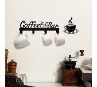Hotop 2 Pieces Wall Mounted Metal Mug Holder with 4 Hooks Coffee Bar Modern Hanger Organizer Storage Display Cup Rack Art for Kitchen Cafe Decor