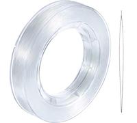 Hotop 218 Yards/ 654ft Clear Fishing Line 0.45mm Nylon Invisible Thread String for Hanging Christmas Ornaments, Bracelet Making, Sew Hobby, Clear Beading Thread with Bead Needle