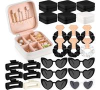 Hotop 24 Pcs Bridesmaid Proposal Gifts Set, 6 Mini Jewelry Box, 6 Satin Bridesmaid Scrunchies, 6 Bachelorette Sunglasses, 6 Square Hair Clips for Bridal Shower Wedding Party Favors (White, Black)