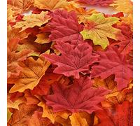 Hotop 300 Pieces Maple Leaves Artificial Maple Leaves Autumn Fall Colored Leaves for Art Scrapbooking Wedding Decorations Halloween Party Thanksgiving Day Decor (Multicolor)
