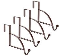 Hotop 4 Pieces Over The Door Hooks Hanger Multi Hanging Storage Organizers Valet Hooks for Coats Clothes Hoodies Hats Scarves Purses Keys Bath Towels Robes and More(Bronze)