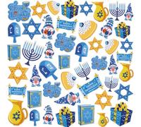 Hotop 48 Pcs Hanukkah Iron on Patches Menorah Dreidel Star of David Patch Chanukah Candle Donuts Applique Repair Sew on Embroidered for Happy Hanukkah Hats Jeans Clothes Backpack Cap DIY Crafts Making