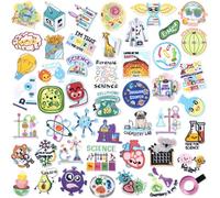Hotop 48 Pcs Science Iron on Patches Cute Cartoon Physics Biology Chemistry Laboratory Patch Sew on Patches Atom DNA Embroidered Applique for Jeans Jackets Clothes Backpack Cap DIY Crafts Sew Making