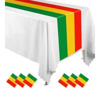 Hotop 6 Pcs Black History Month Table Runner Juneteenth Table Runner 14 x 108 Inch Red Yellow Green Striped Disposable Decor for Kwanzaa African American Party Supplies