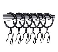 Hotop 60 Pieces Black Metal Curtain Rings and Hooks, 30 mm Rings, 25 x 16 mm Hooks, Curtain Hardware for Shower, Window, French Window, 60 Pieces