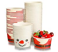 Hotop 72 Pack 16 oz Christmas Snack Cups Disposable Ice Cream Cups Yogurt Paper Bowls Dessert Cups Santa Snack Candy Cups Snowman Sundae Cups Christmas Paper Bowls for Party Supplies (Cute Style)