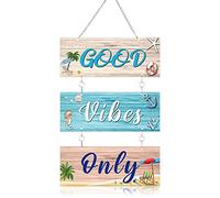 Hotop Beach Sign Decor Hanging Sea Decorations Starfish Wall Decoration Beach Plaque Door Wall Plaque Decor Sign with Seahorse and Scallop for Decoration(Elegant Style)
