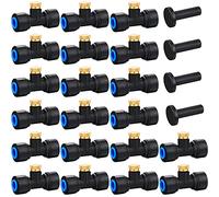 Hotop Brass Misting Nozzles 1/4 Inch Slip Lock Mister Nozzles Thread Misting Nozzle Tees with Plugs for Outdoor Cooling System Patio Misting System (20)