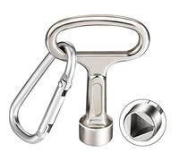 Hotop Metal Triangular Key Meter Box Key Silver Triangle Socket Spanner Key with a Keychain for Gas Water Electric Meter Box Cabinet