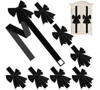 Hotop Set of 8 Christmas Cabinet Ribbon Bows with Pin Christmas Hanging Decoration Xmas Cabinet Door Bows for Kitchen Cabinets Xmas Festive Party Supplies (Velvet,Black)