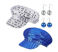 HotoPink 2 Pack Sequin Glitter Hat Cap, 70s Disco Cap Sequin Hats for Women Girls, Party Hats Flash Sequined Headwear for Adults Retro Party Festival Cosplay Hippie
