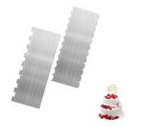 HotoPink 2 PCS 9 Inch Cake Scraper, Stainless Steel Cake Edge Smoother Scraper Double Sided Patterned for Icing Frosting Baking Cream Cakes Dessert Kitchen Tools