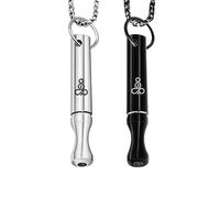 HotoPink 2 Pcs Portable Mindful Necklace Set, Stainless Steel Breathing Necklace in 2 Colors Whistle for Yoga Meditation, Anxiety Relief, Relaxation, Exercise Adults/Men/Women/ADHD