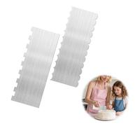 HotoPink 2PCS 9 Inch Cake Scraper, Stainless Steel Cake Edge Smoother Scraper Double Sided Patterned for Icing Frosting Baking Cream Cakes Dessert Kitchen Tools
