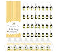 HotoPink 32 Set Bee Keychain Thank You Employee Appreciation Gifts Cards | Bee charm keyring, with thank you cards, organza bags, for staff, teacher, nurse, party favors, appreciation gifts, 32 sets