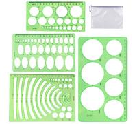 HotoPink 4 PCS Circle Stencil Set for Drawing, Plastic Circle Template for Geometry with 1 Pack of Poly Zipper Bag, Multi-Function Geometric Stencil Rulers Drawing for Study, Designing, Office