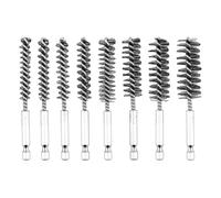 HotoPink 8 PCS Bore Brush Set, Stainless Steel Wire Bore Brushes with Hex Shank Handle 1/4 Inch, Cleaning Steel Brush Hex Shank Handle for Power Drill Drill Washing Polishing Tools